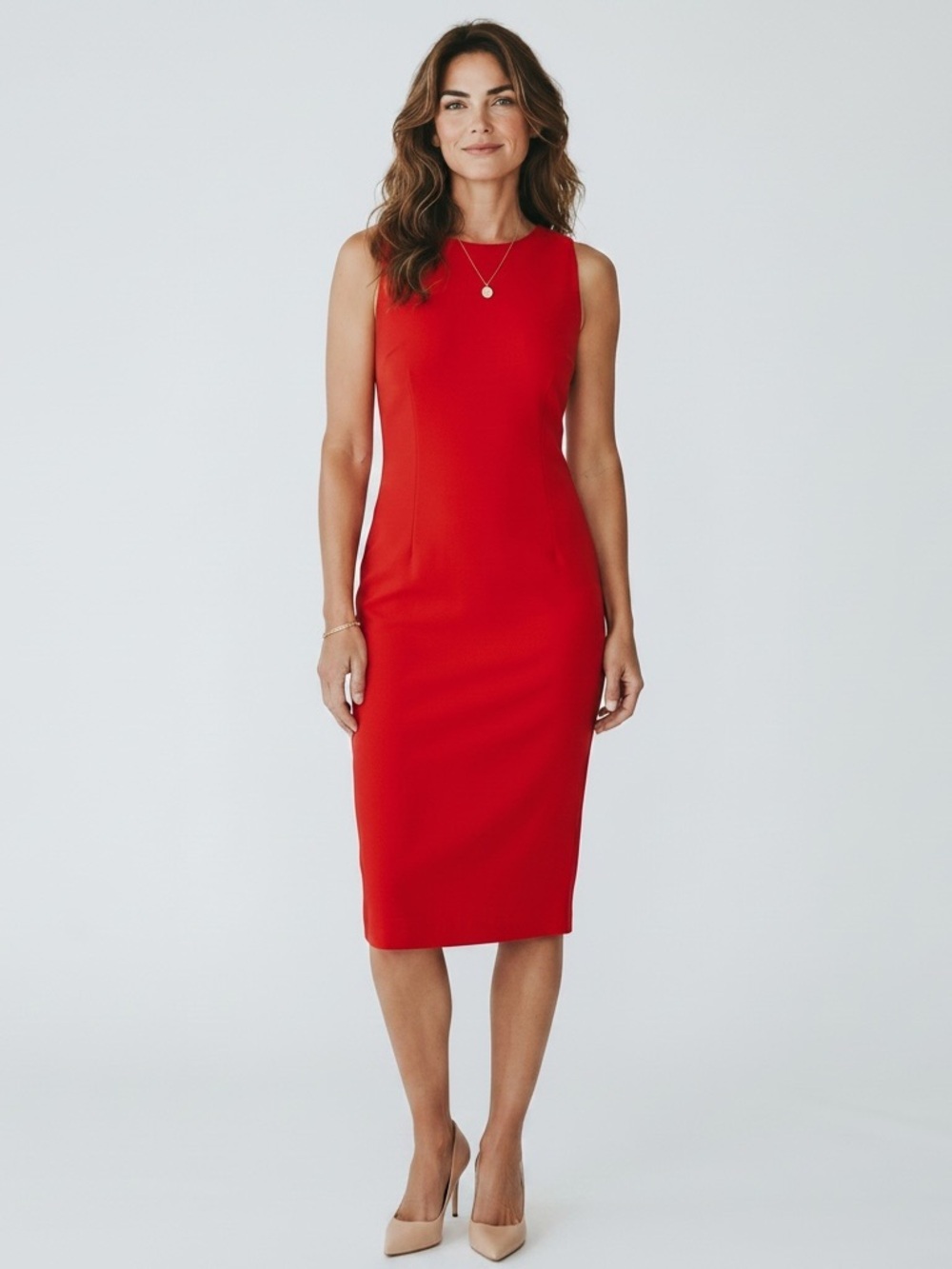 Jackie K Vintage Pure Virgin Wool Red Midi Sheath Dress XS Cocktail Wedding